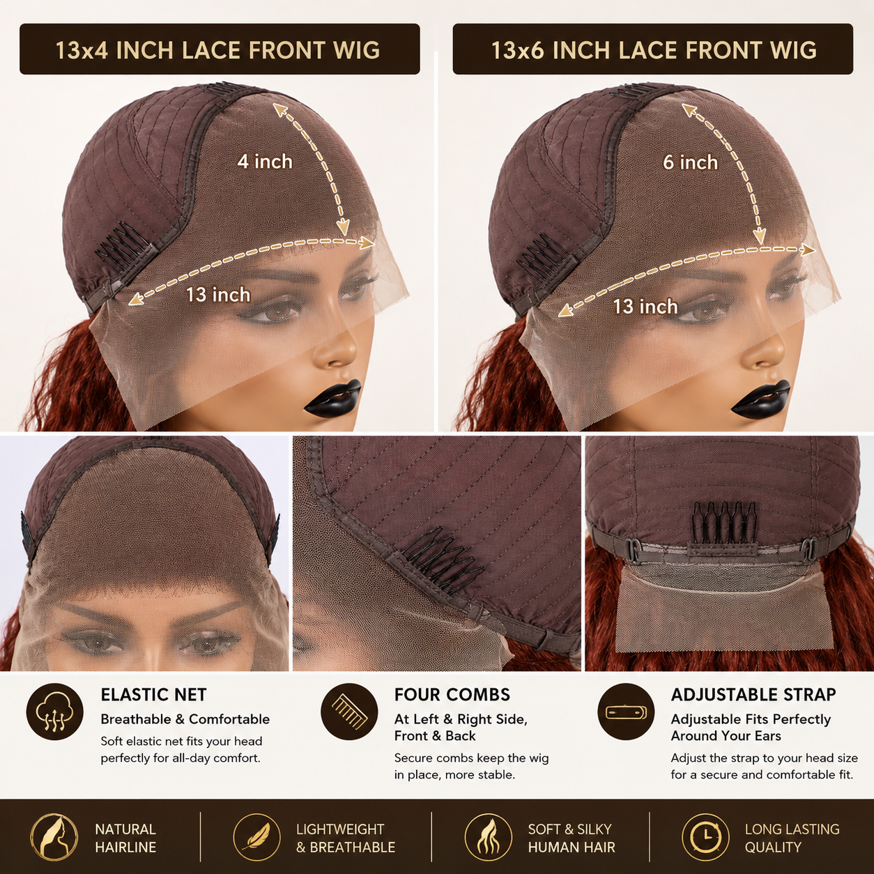 WORARE™ Chocolate Brown 13×4 HD Body Wave Lace Front Wig – Virgin Human Hair